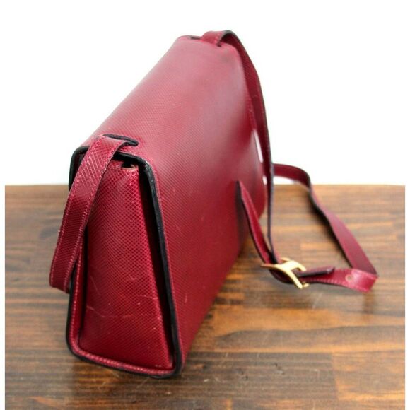 Victor's Sacs DEEP RED GENUINE LEATHER FLAP CROSSBODY PURSE SHOULDER BAG HANDBAG - Picture 7 of 11